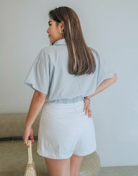 Bias-Cut Buttoned A-Line Skort