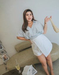Bias-Cut Buttoned A-Line Skort