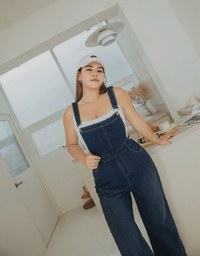 Casual Street Style Suspender Denim Jeans Pants