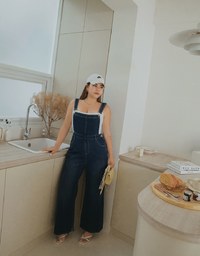 Casual Street Style Suspender Denim Jeans Pants