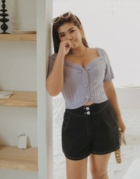 High Waisted Double Button Shorts