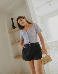 High Waisted Double Button Shorts