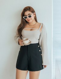 Enhanced Side Button Elastic Shorts