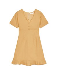 Soigné V-Neck Ruffled Hem Splice Mini Dress