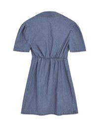 Voguish Arc Overlap Scrunch Denim Jeans Mini Dress