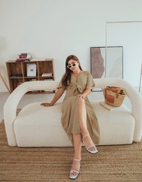 Front Knot Buttoned Slit Maxi Dress