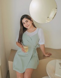 Elegance Fake Two-Piece Side-Tie Ribbon Mini Dress