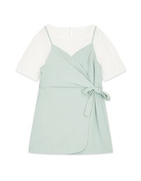 Elegance Fake Two-Piece Side-Tie Ribbon Mini Dress