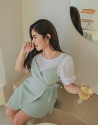 Elegance Fake Two-Piece Side-Tie Ribbon Mini Dress