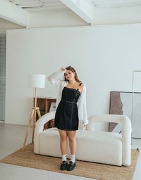 Metallic Chain Strap Denim Jeans Mini Tank Dress
