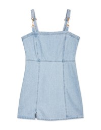 Metallic Chain Strap Denim Jeans Mini Tank Dress
