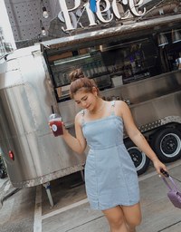 Metallic Chain Strap Denim Jeans Mini Tank Dress