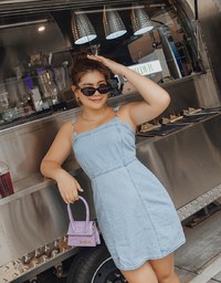 Metallic Chain Strap Denim Jeans Mini Tank Dress