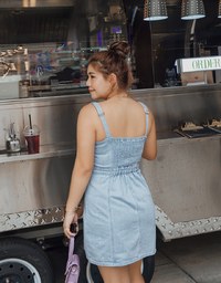 Metallic Chain Strap Denim Jeans Mini Tank Dress