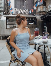 Metallic Chain Strap Denim Jeans Mini Tank Dress