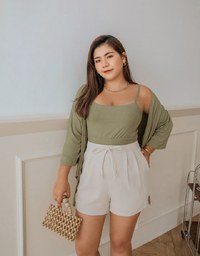 Scrunch Cami Top & Ribbon Cardigan Set Wear