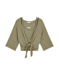 Scrunch Cami Top & Ribbon Cardigan Set Wear
