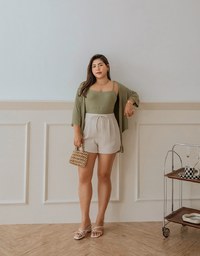 Scrunch Cami Top & Ribbon Cardigan Set Wear