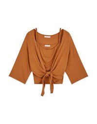 Scrunch Cami Top & Ribbon Cardigan Set Wear