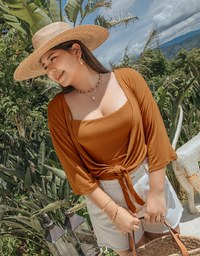 Scrunch Cami Top & Ribbon Cardigan Set Wear