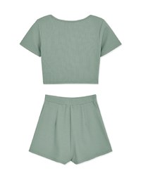 Stark Minimalism Front Twist Top + Skorts Set Wear