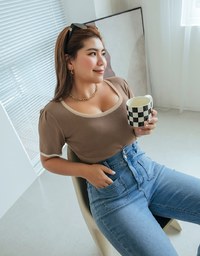 Finest Minimalistic Two-Tone Knit Top
