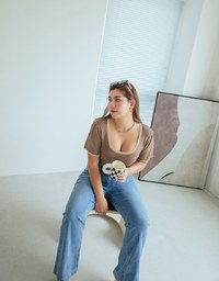 Finest Minimalistic Two-Tone Knit Top