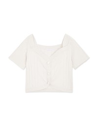 Retro Square Neck Crop Knit Top