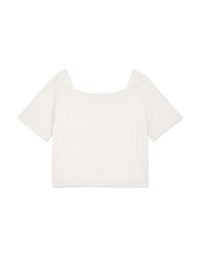 Retro Square Neck Crop Knit Top