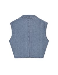 Iconic Front-Tie Denim Jeans Sleeveless Blouse Shirt