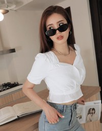 Soigné Fine Gingham Tie-Back Top