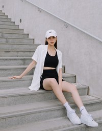 【Vacanza 】Straight Stripe Tank Top (With Chest Pad)