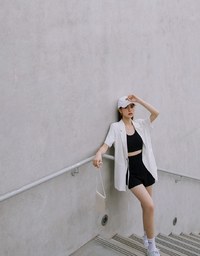 【Vacanza 】Straight Stripe Tank Top (With Chest Pad)