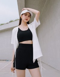 【Vacanza 】Straight Stripe Tank Top (With Chest Pad)
