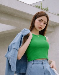 【Vacanza】Soigné Halter Knit Top (With Padding)