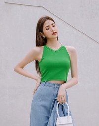 【Vacanza】Soigné Halter Knit Top (With Padding)