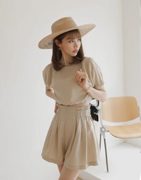 2WAY Button Down Cinched Waist Crop Top