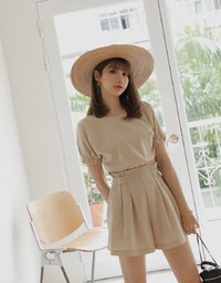 2WAY Button Down Cinched Waist Crop Top