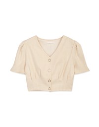 Soigné Pleated Buttoned Crop Top