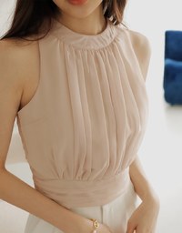 Soigné Pleated Halter Chiffon Top