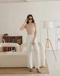 Soigné Pleated Halter Chiffon Top