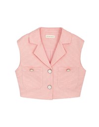 Classic Tweed Gingham Suit Collar Vest