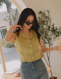 Smart Casual Lapel Buttoned Top