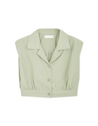 Smart Casual Sleeveless Lapel Crop Blouse Shirt