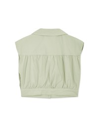 Smart Casual Sleeveless Lapel Crop Blouse Shirt