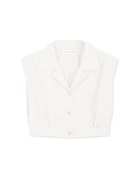 Smart Casual Sleeveless Lapel Crop Blouse Shirt