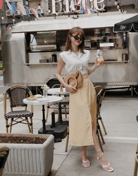 Smart Casual Sleeveless Lapel Crop Blouse Shirt