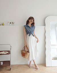 Irregular Layered Slit Flowy Maxi Skirt