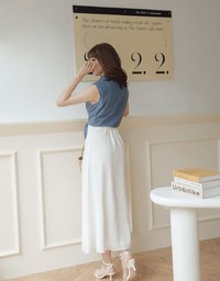 Irregular Layered Slit Flowy Maxi Skirt
