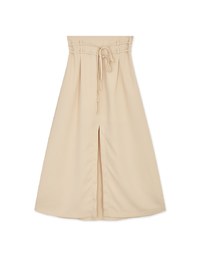 High Waisted Double Thin Belt Slit Maxi Skirt